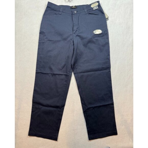 Lee Khakis Chino Pants Navy Blue Comfort Waist Flat Front Women's 14 Short NWT - Picture 1 of 7